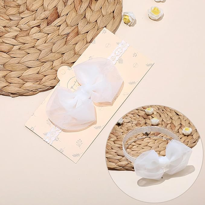Bethynas Baby Girls Cute Bow-knot Headband Soft Lace Floral Hairbands Newborn Infant Toddlers Kids Hair Accessories (Style 3)