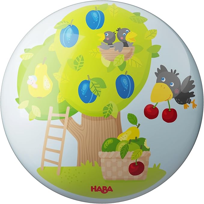 HABA 2012752001 Play Ball Toddler Toys for Children from 2 Years with Colourful Fruits 14 cm with Valve for Indoor and Outdoor Use