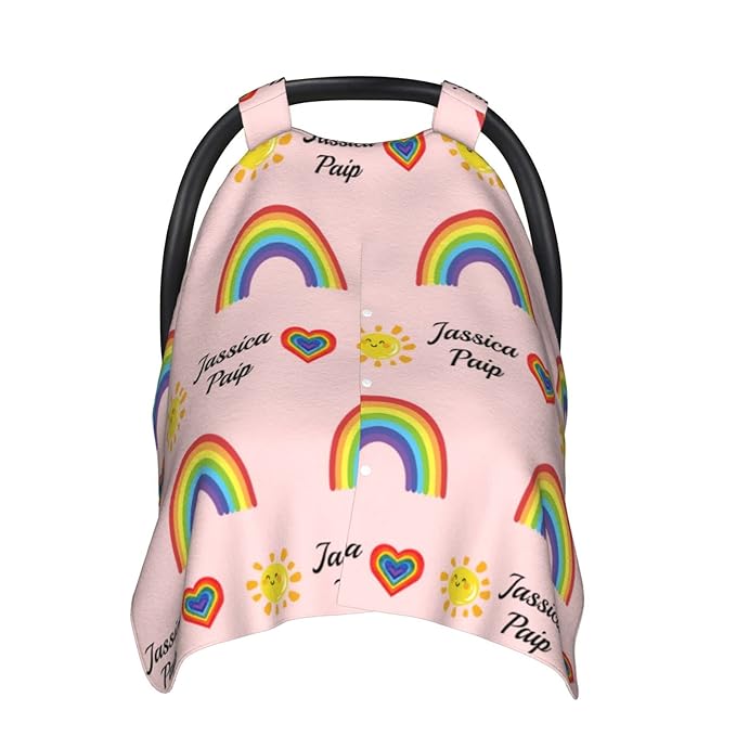 Personalized Baby Name Car Seat Covers for Girls,Nursing Custom Carseat Canopy for Babies Boy Winter Breastfeeding Cover Car Seat Canopies for Newborn Infant Toddler