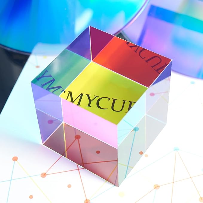 CMY Color Cube, 2.0 inch (50mm) Acrylic Mixing Color Cube Prism for Physics Education Desktop Decoration Scientific Toys,Gifts for Kids