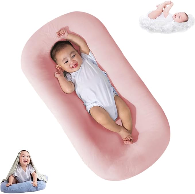 Baby Lounger, Infant Lounger, Baby Lounger for Newborn, Soft Breathable Newborn Lounger for Play & Activity (Pink, 29.5x19.3in)