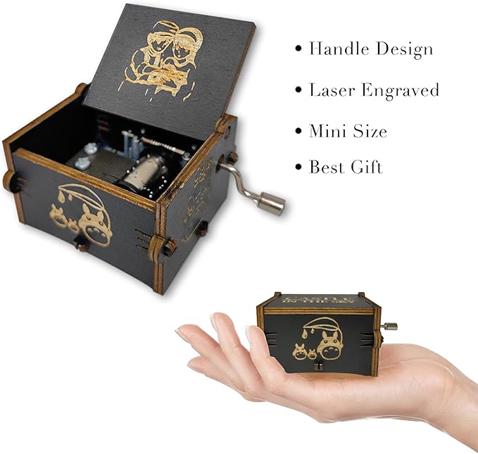 Howl's Moving Castle Wooden Music Box, Anime Theme Music Box, Anime Fan Wooden Hand Crank Music Box, Perfect for Kids, Birthday, Christmas, Halloween. (Howl's Moving Castle song)