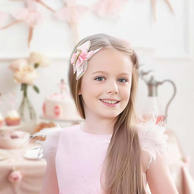 YanJie 1pcs 4'' Baby Hair Bow for 7 Years Old 7th Birthday Outfit Girl Birthday Decorations for Girl Glitter Infants Hair Clips Accessories with Bows