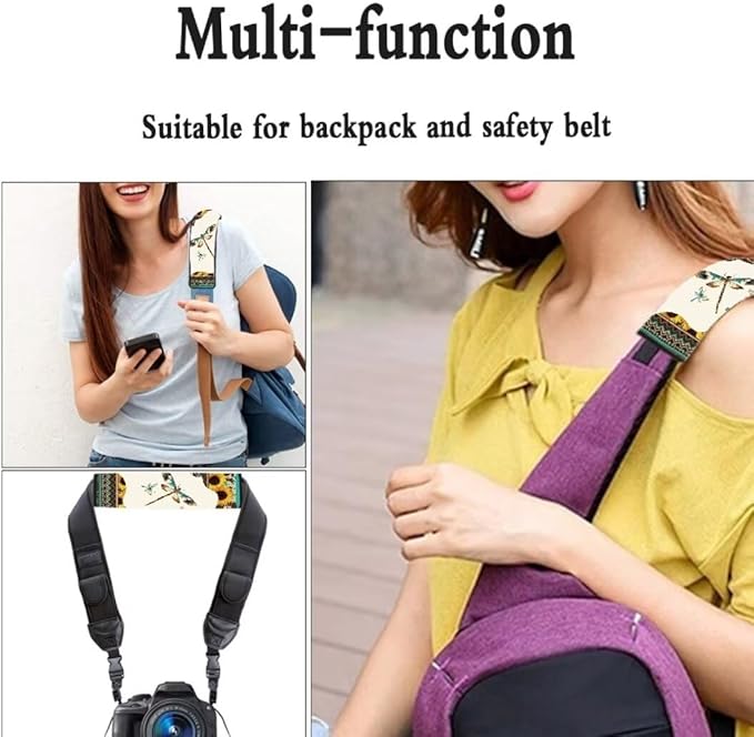 Dragonfly Sunflower Car Seat Belt Pads Covers,Brown Seatbelt Shoulder Strap Covers for Adult, 2 Pack Standard Size