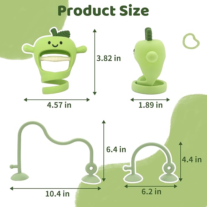 Baby High Chair Suction Toys Teething Chew - Silicone Apple Teething Relief Toys Silicone Teethers Table Toys, Food Grade Silicon for 6 12 18 Months(Green)