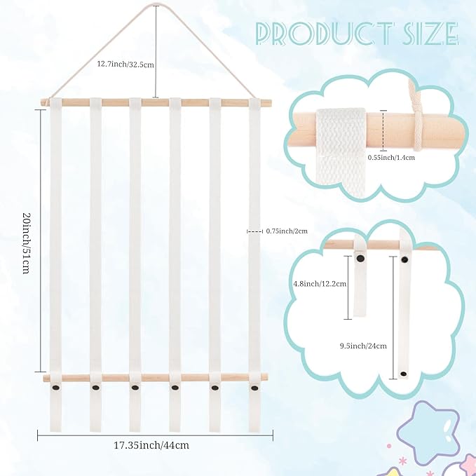 OAOLEER Hair Bow Holder Organizer for Girls Hair Bows,Hair Accessories Headband Organizer Bow Storage Hanger for Baby Girls Wall Hanging Decor for Toddler Girls (White)