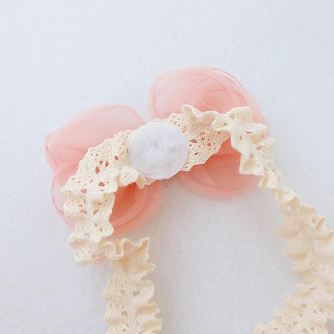 Cute Lace Bow Baby Girls Headbands Large Knot Hair Band Soft Chiffon Hairband Elastic Shower Hair Accessories for Newborn Infant Toddler Kids (Pink C, Elastic)
