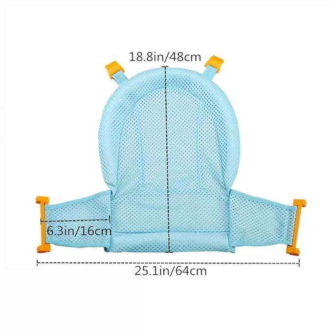 Bath Seat for Baby, Infant Bathing Seat Support Mat, Adjustable Comfortable Non-Slip Baby Shower Net Bathtub Sit Up Mesh, Bath Tub Baby Bath Cushion for Newborn - Blue (No Bathtub)