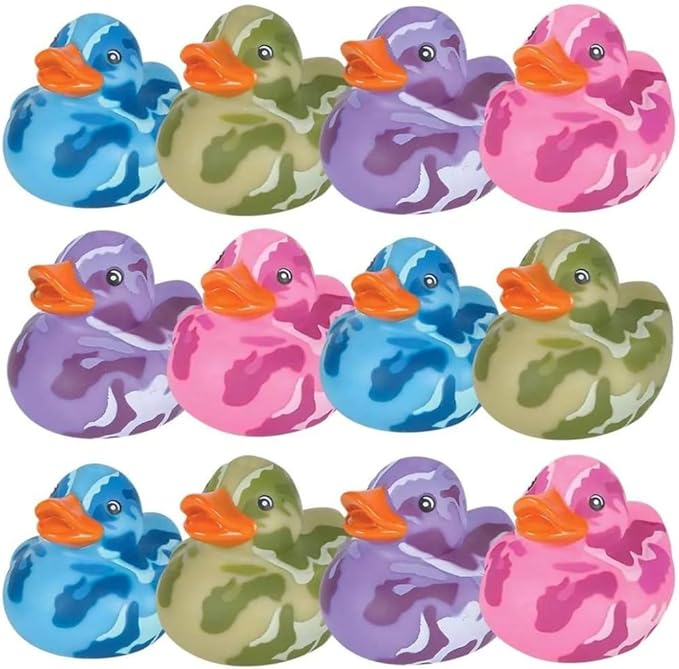 Rhode Island Novelty 2 Inch Camouflage Rubber Duckies, One Dozen Assorted