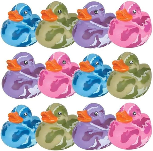 Rhode Island Novelty 2 Inch Camouflage Rubber Duckies, One Dozen Assorted