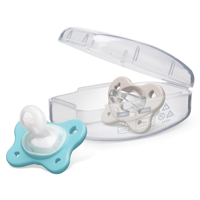Chicco PhysioForma Dual Soft Orthodontic Pacifier for Babies 16-24 Months, 100% Soft Silicone, Supports Breathing, One-Piece Design, Included Sterilizing Case, BPA Free, 2-Pack, Sapphire