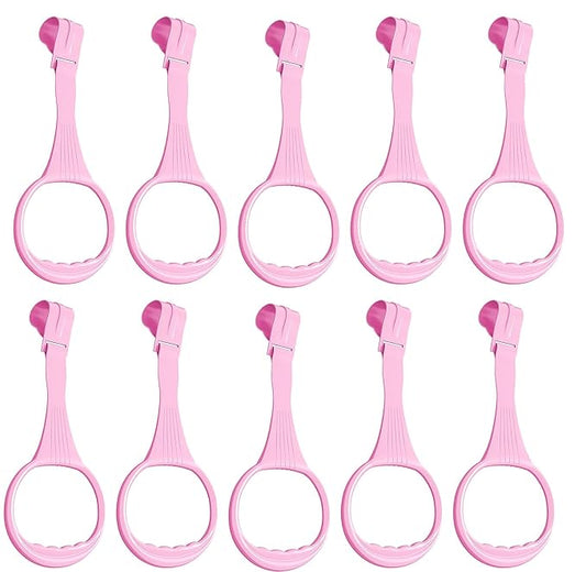 10pcs Walk Assistant Plastic Baby Crib Pull Rings for Baby Pull Up Rings Cot Hanging for Infant Toddler Practice Tool (Pink 10pcs)