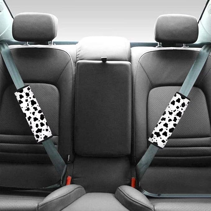 Car Seat Straps Shoulder Pads for Women Men, Cow Universal Fit Seat Belt Covers for All Car Seats/Pushchair/Stroller, 2 Piece