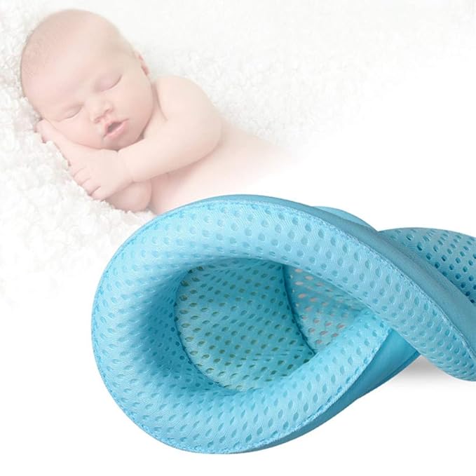 Baby Bath Seat, Infant Bathing Support Mat, Baby Tub Seat with Four Safety Support Corners, Comfortable Baby Shower Bathtub Sit Up Mesh for Newborn - Blue (No Bathtub)
