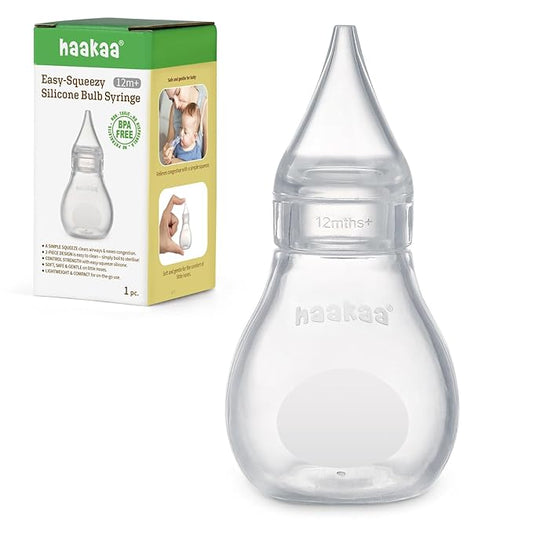 Haakaa Silicone Baby Nasal Aspirator | Nose Bulb Syringe | Easy-Squeezy Baby Nose Cleaner, Newborn Infant &Toddler - BPA Free Silicone