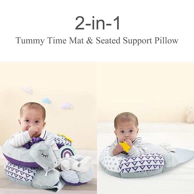 Lovvie & Joy 2-in-1 Tummy Time Mat & Seated Support Pillow,Baby Tummy Time Pillow Support for Newborns and Older Babies,with Detachable Support Pillow and Toys Unicorn