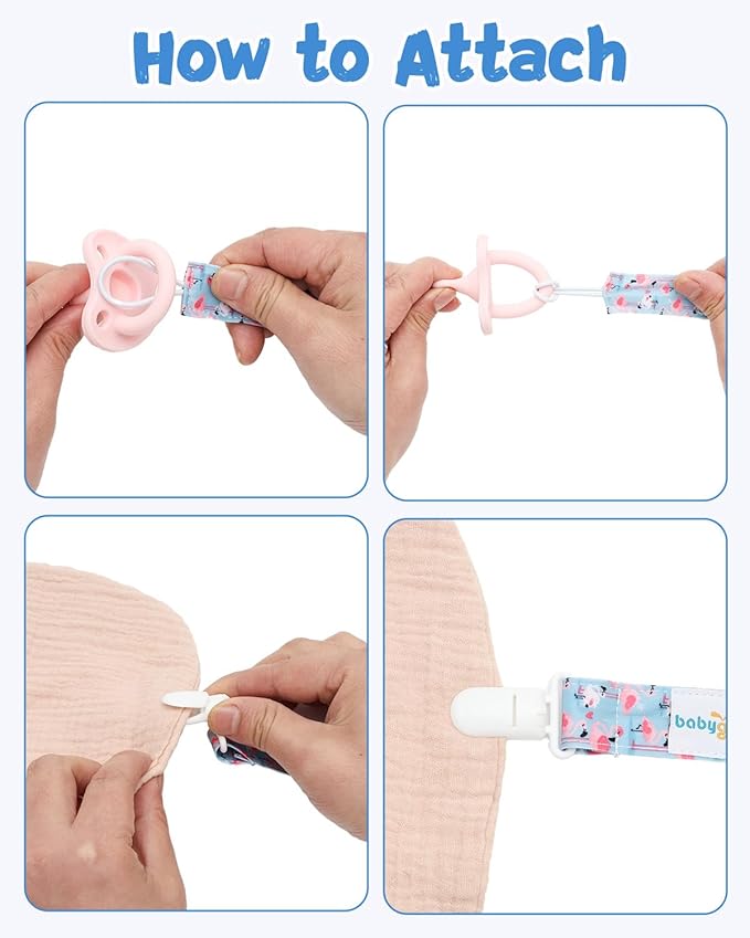 babygoal Animal Pacifier Clips, 8 Pack Binky Paci Holder Clips Fits for Most Baby Pacifiers and Binkies