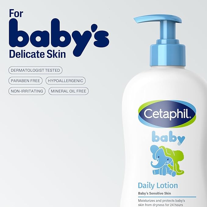 Cetaphil Baby Daily Lotion with Organic Calendula |Vitamin E | Sweet Almond & Sunflower Oils |13.5 Fl. Oz (Pack of 2)