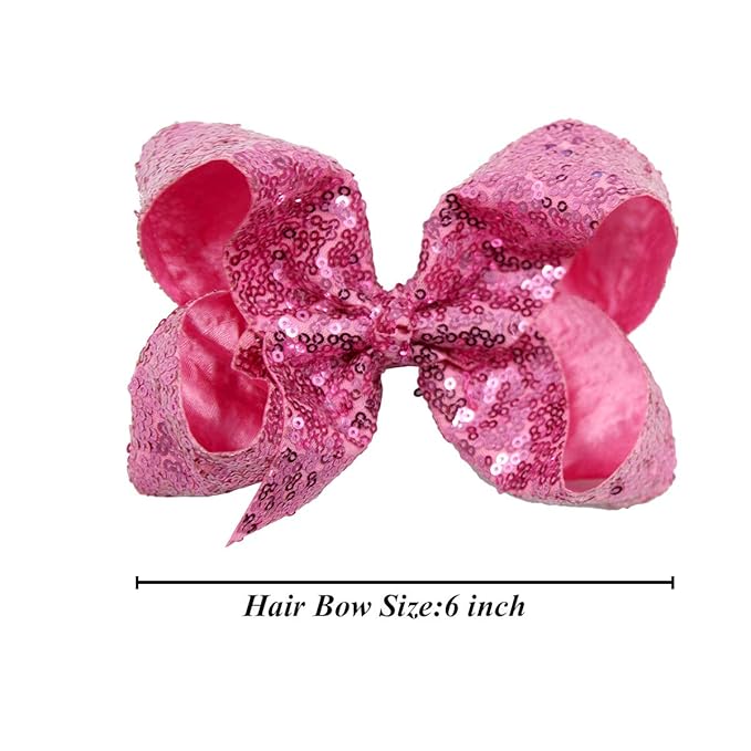 15Pcs Bling 6 Inch Hair Bows Large Big Sparkly Glitter Sequin Bows Alligator Hair Clips for Baby Girls Toddlers Kids Children Teens