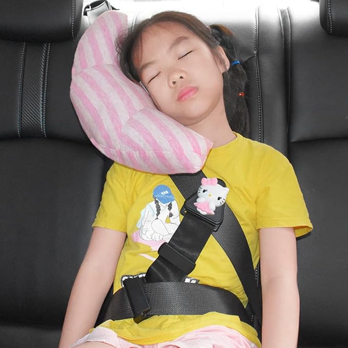 PENINSULA LOVE Kids Car Travel Pillow Car Seat Belt Pillow Cute Plush Headrest Neck Cushion Safety Strap Cover Universal Fit