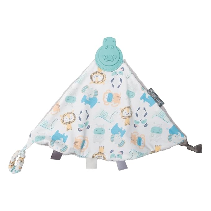 Cheeky Chompers Comfortchew | Baby Lovey with Silicone Teether & Sensory Tags | Soft Fleece Material, Attachable Loop, Machine Washable (Cheeky Animals)
