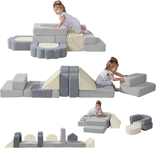 Foam Climbing Toys for Toddlers, 13pcs Climb and Crawl Activity Playset, Soft Play Climbing Blocks for Toddlers, Indoor Crawling Sliding Toys, High-Density Foam Play Structures for Playroom