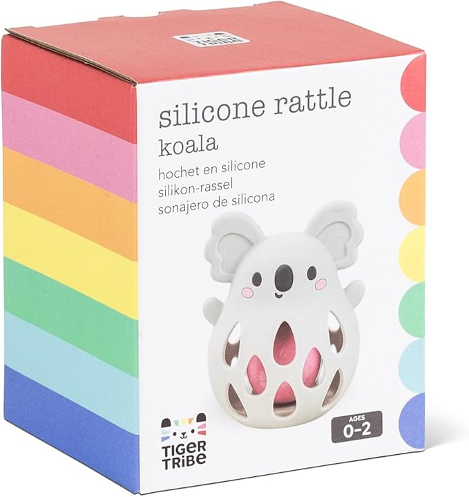 Tiger Tribe Silicone Koala Rattle - BPA-Free, Soft Sensory Toy for Newborns, Gentle Sound, Easy Grip for Little Hands, Food-Grade, Ideal for Baby 0-2 Years