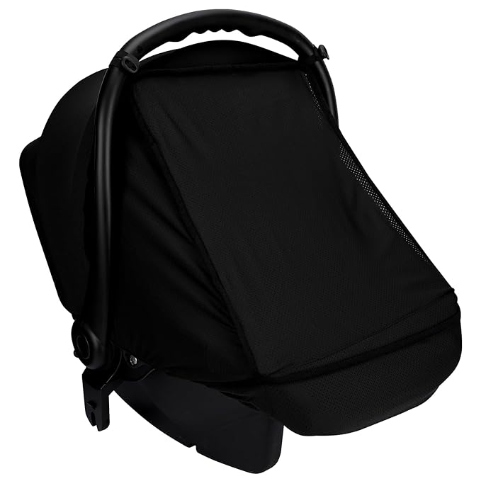 Bebamour Baby Car Seat Cover for Summer Lightweight Car Seat Cover for Boys Girls Breathable Infant Car Seat Cover Canopy (New Black)