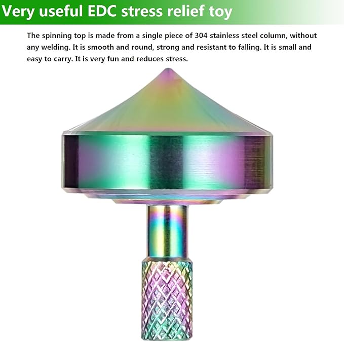 Stainless Steel Spinning Top, Precision Mini Desktop Gyroscope, Kill Time Reduce Stress ADHD Toys, Perfect Balance Gyro (Iridescent Style 1)