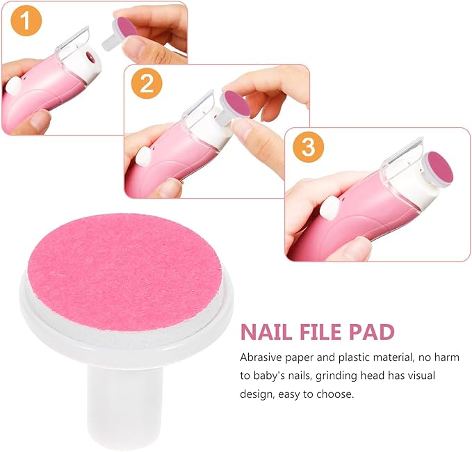Homoyoyo 12 Pack Baby Nail File Pads Standard Trimmer Heads for Electric Nail Buffer for Infants