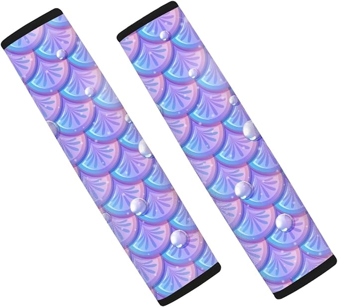 Mermaid Scale Car Seat Belt Cover Pad 2-Piece Super Soft Comfortable Shoulder Seatbelt Pads Cushions