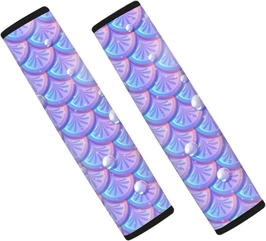 Mermaid Scale Car Seat Belt Cover Pad 2-Piece Super Soft Comfortable Shoulder Seatbelt Pads Cushions
