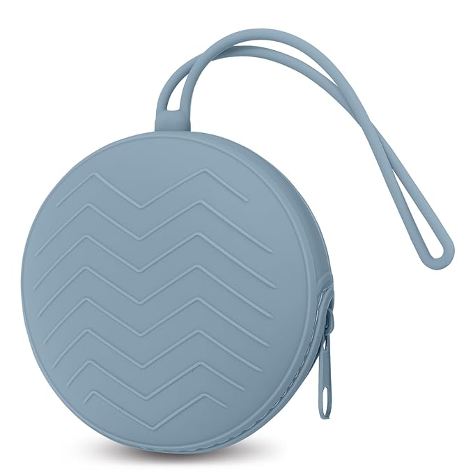 Silicone Pacifier Holder Case, Portable Leakproof Design Baby Pacifier Storage Case, Newborn Baby Silicone Pouch for Boys & Girls, Easy Clean (Blue)