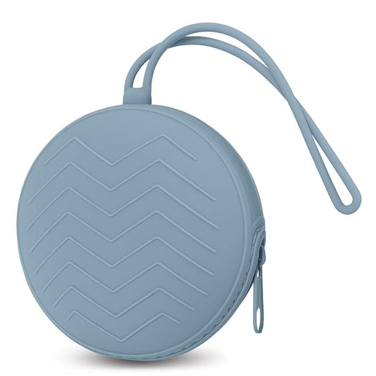 Silicone Pacifier Holder Case, Portable Leakproof Design Baby Pacifier Storage Case, Newborn Baby Silicone Pouch for Boys & Girls, Easy Clean (Blue)