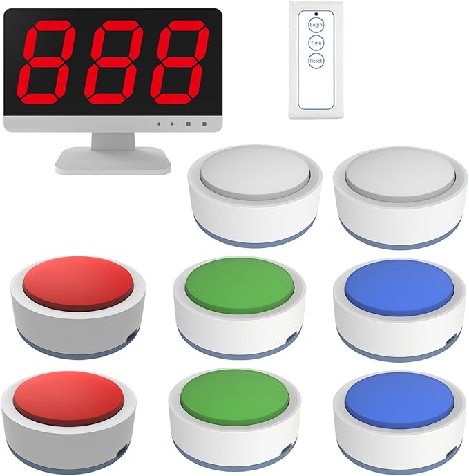 SavvyMate Game Buzzer System with Display, 8 Player Quiz Buzzers, Voice Prompt Trivia Buzzer System for Classroom, Family Parties & Group Game Activities