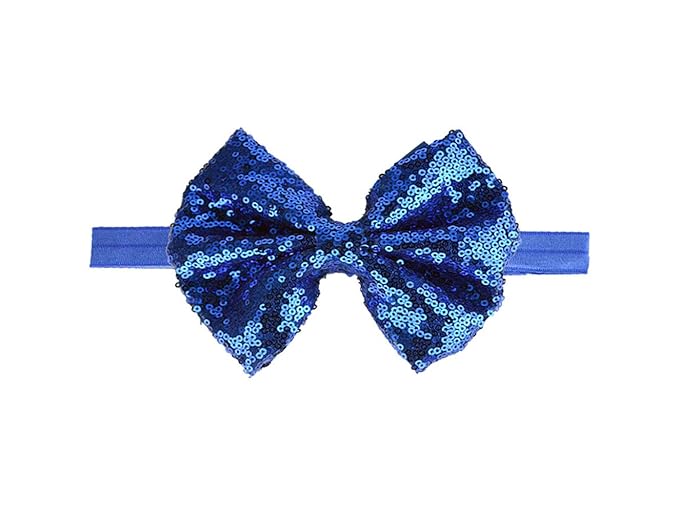 Baby Girl's Lovely Sequins Bowknot Headband Toddler Hairband for Photography Travel Party Festivals (Royal Blue, One Size)
