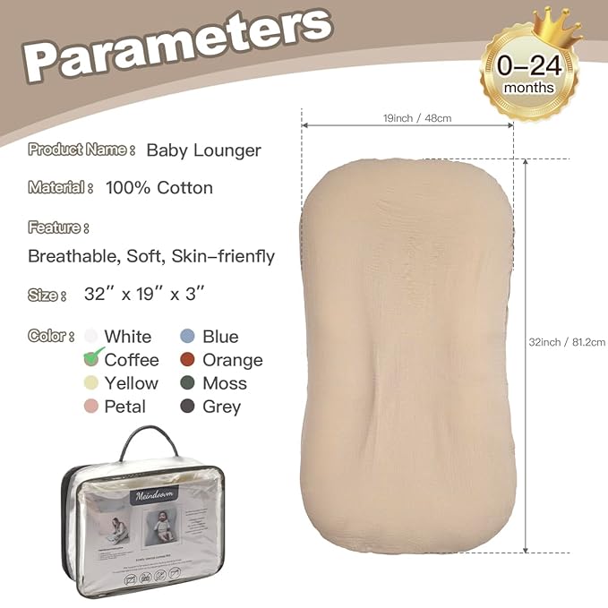 Baby Lounger - Snuggle Cozy Me Infant Lounger for Newborns | Breathable & Soft, Portable Awake-Time Pad, Essential Baby Gift (Lounger Cover Included)