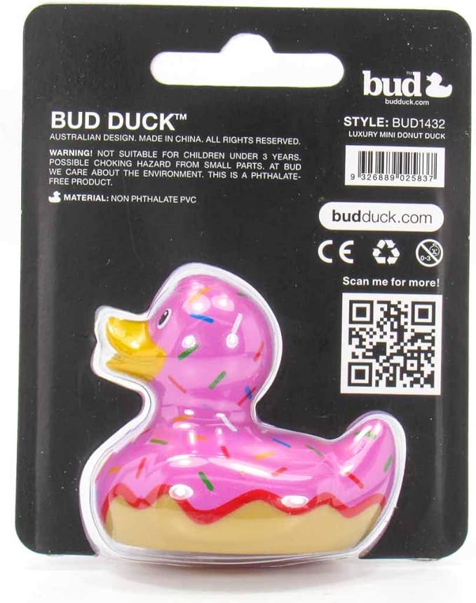 Donut (mini) Rubber Duck Bath Toy by Bud Duck | Elegant Gift Packaging Do not Worry be Happy! | Child Safe | Collectable