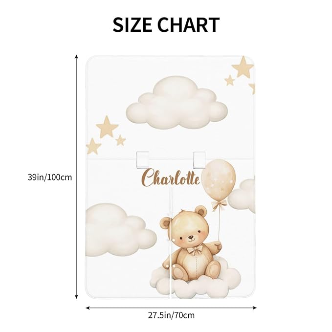 Personalized Cloud with Bear Baby Car Seat Canopy with Name – Custom Nursing Cover, Stroller Seat Cover, Breastfeeding Privacy Blanket, Soft Breathable Infant Cover for Newborn Boy Gift