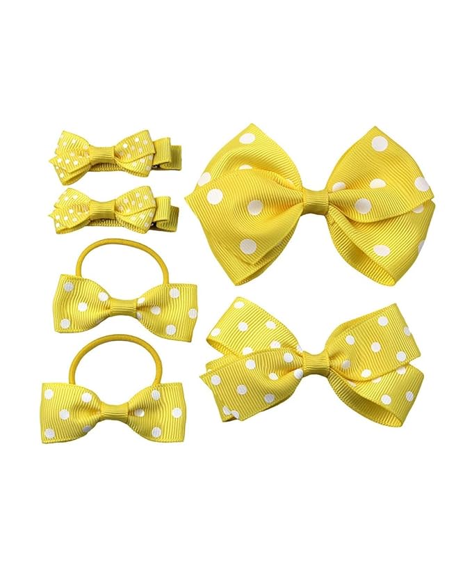 Yellow Polka dot Hair Clips Bow Baby Girls Polka dot Barrettes Clips BBG54 (B8-Yellow)