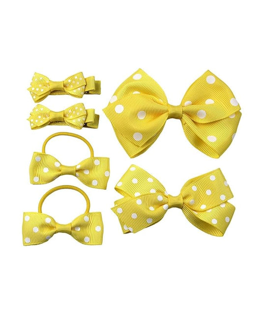 Yellow Polka dot Hair Clips Bow Baby Girls Polka dot Barrettes Clips BBG54 (B8-Yellow)