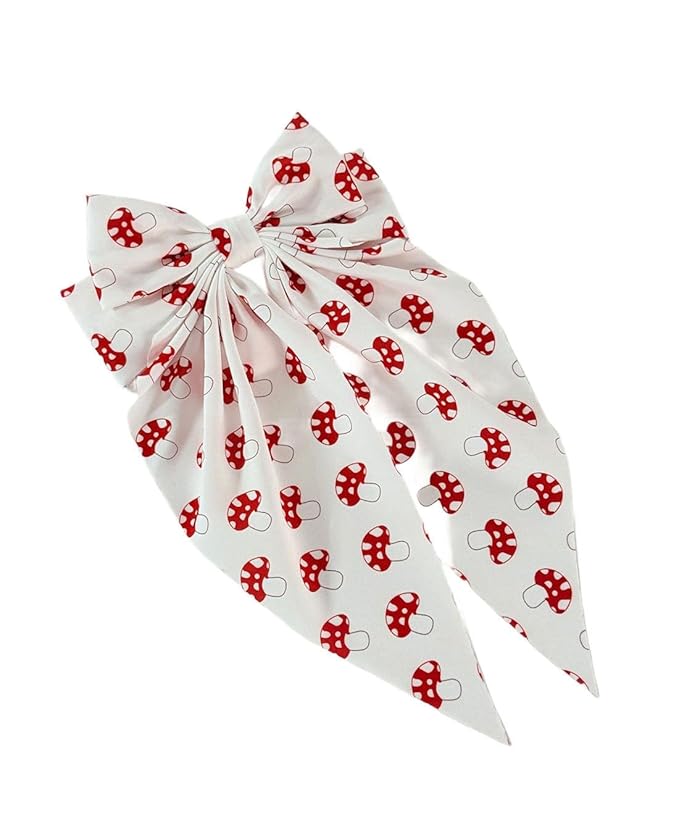 Kids Girls Mushroom Hair Clips Bow Mushroom Pattern Hair Pin Kids Girls Mushroom Print Hairclips BBW03 (Bow-B1)