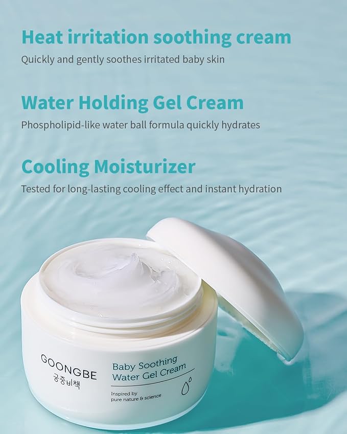 GOONGBE Sun Lotion SPF 40 & Baby Soothing Water Gel Cream - Zinc Oxide Mineral Sunscreen & Cooling Moisturizer - Korean Skincare for Babies Kids - Hypoallergenic Formula, 2.82oz & 3.38oz