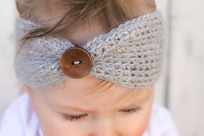 QandSweet Baby Turban Head Wrap Headbands Girl Knitting Button Hairbands