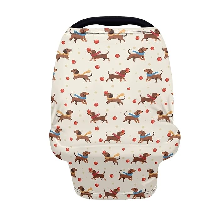 AFPANQZ Cute Cartoon Dachshunds Nursing Cover Breastfeeding Scarf Baby Car Seat Covers for Boys Girls Infant Carseat Canopy Stretchy Soft Breathable Multi-Use Cover Up