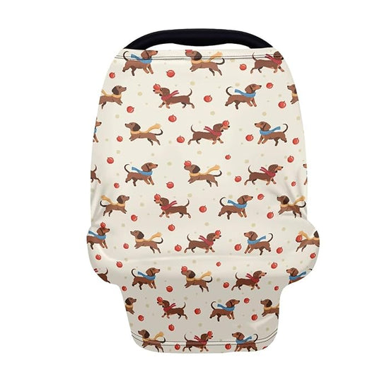 AFPANQZ Cute Cartoon Dachshunds Nursing Cover Breastfeeding Scarf Baby Car Seat Covers for Boys Girls Infant Carseat Canopy Stretchy Soft Breathable Multi-Use Cover Up