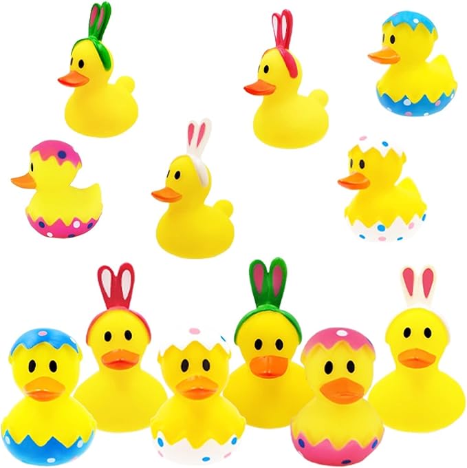 The Dreidel Company Happy Easter Rubber Duck Toy Bunny Rabbit Duckies for Kids Easter Eggs, Bath Birthday Gifts Baby Showers Summer Beach and Pool Activity, 2" (800-Pack)