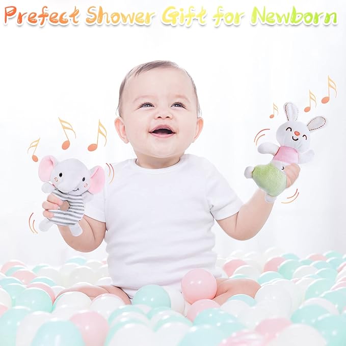 FPVERA Baby Rattles 0-6 Months: Soft Rattle Toys for Newborns, Plush Stuffed Animal Rattle for Infants, Toddlers Boys Girls Shower Gift