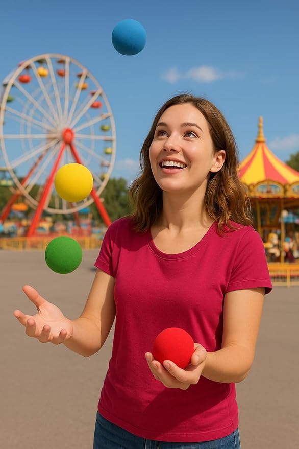 Zugar Land Soft Foam Carnival Balls (2.5") Safe Lightweight Mini Juggling Balls Vibrant Assorted Colors Orbs