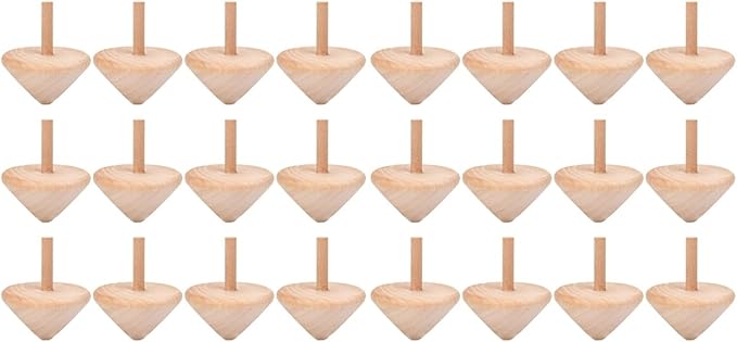 24 Pcs Wooden Spinning Tops - Unfinished DIY Paintable Wood Gyro Toys for Kids - Bulk Party Favors, Creative Craft Playthings for Hand-Eye Coordination, Fine Motor Skills Development